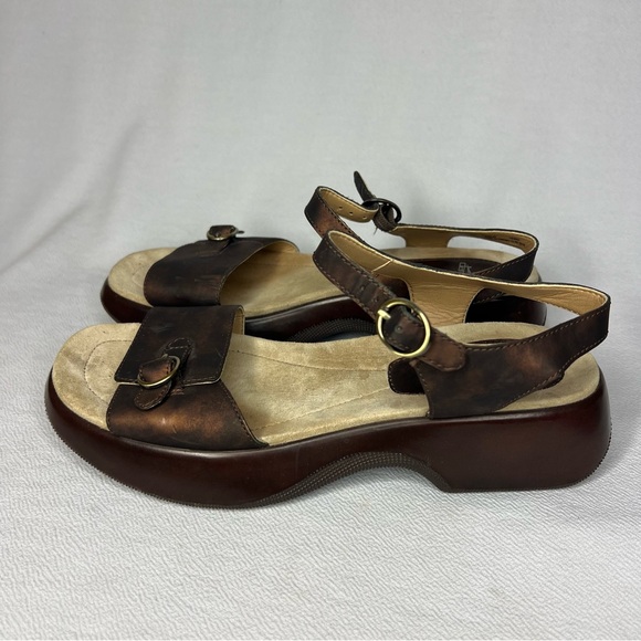 Dansko Womens Lynnie Metallic Dark Bronze Leather Ankle Strap Sandals 41 10.5-11 - Picture 1 of 10